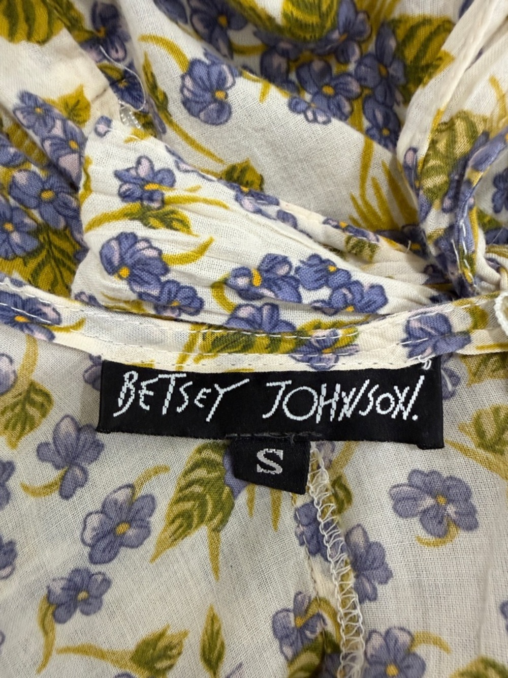 Vintage Betsey Johnson White Maxi Dress with Yellow and Blue Floral Sundress - Picture 3 of 3